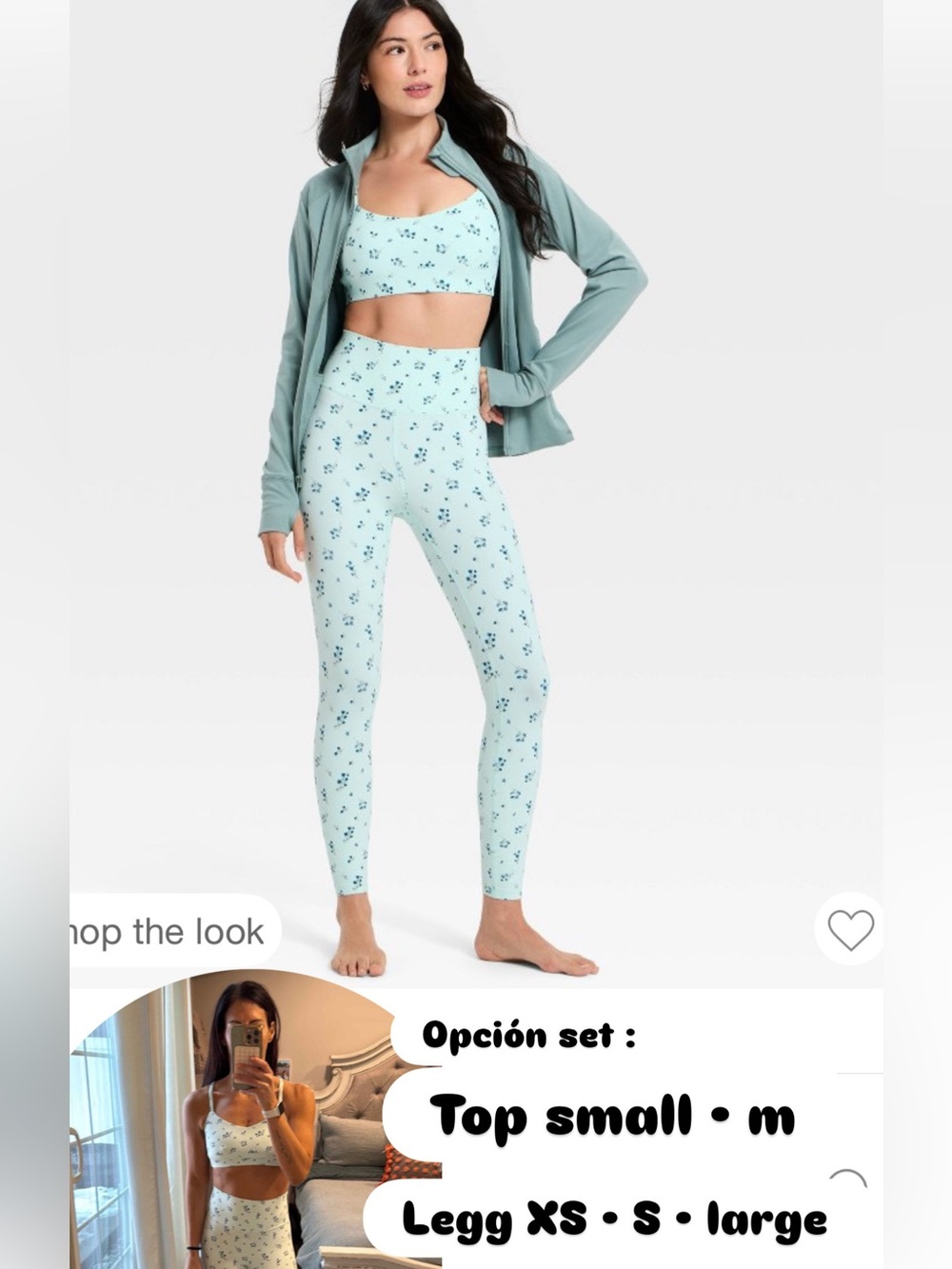 all in motion Mint Green Floral High-Rise Leggings and sport bra